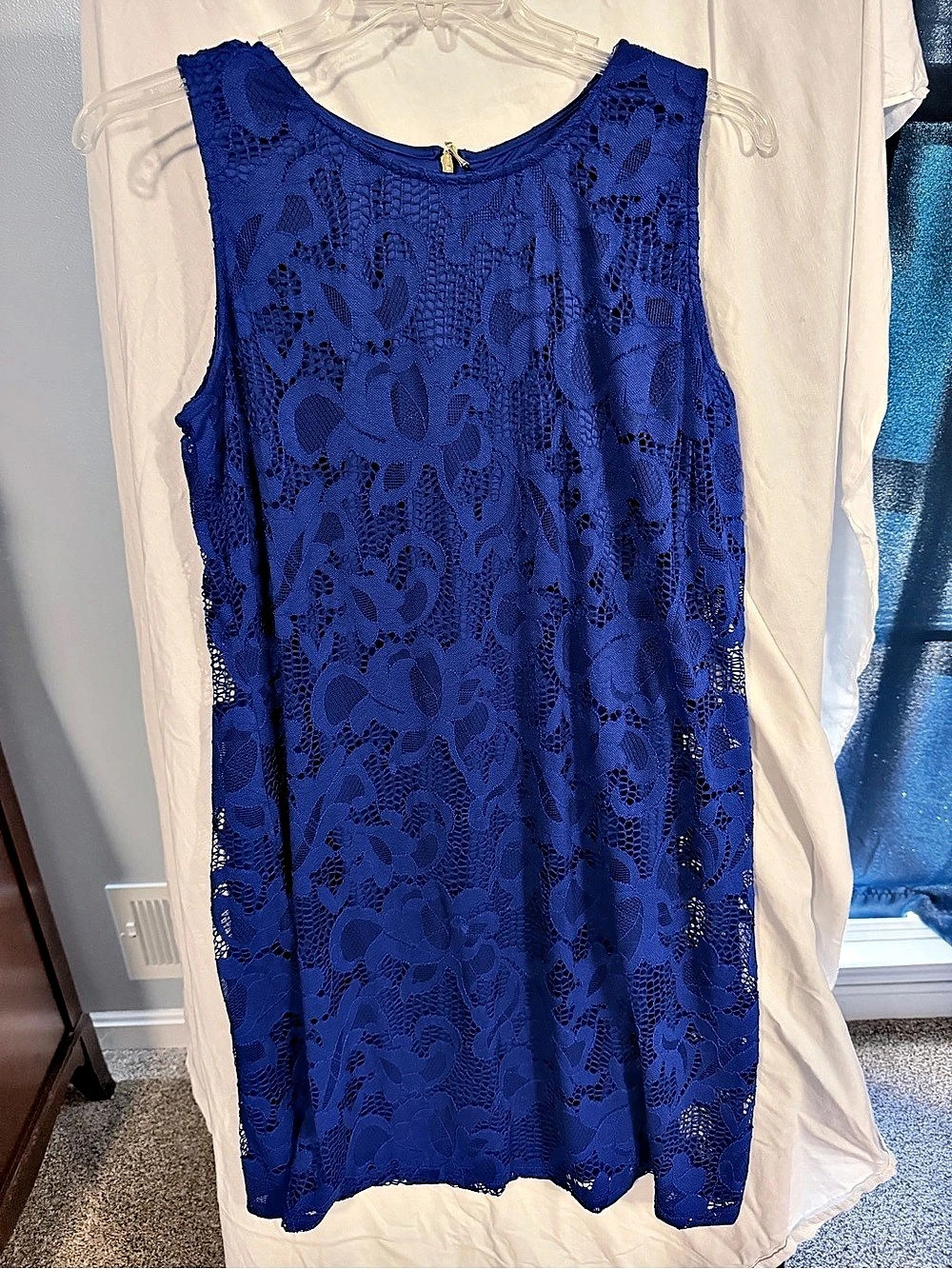 Ronni Nicole Floral Lace Mini Dress in Blue Size Medium Like New
